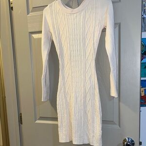 Elegant White Cable Knit Dress